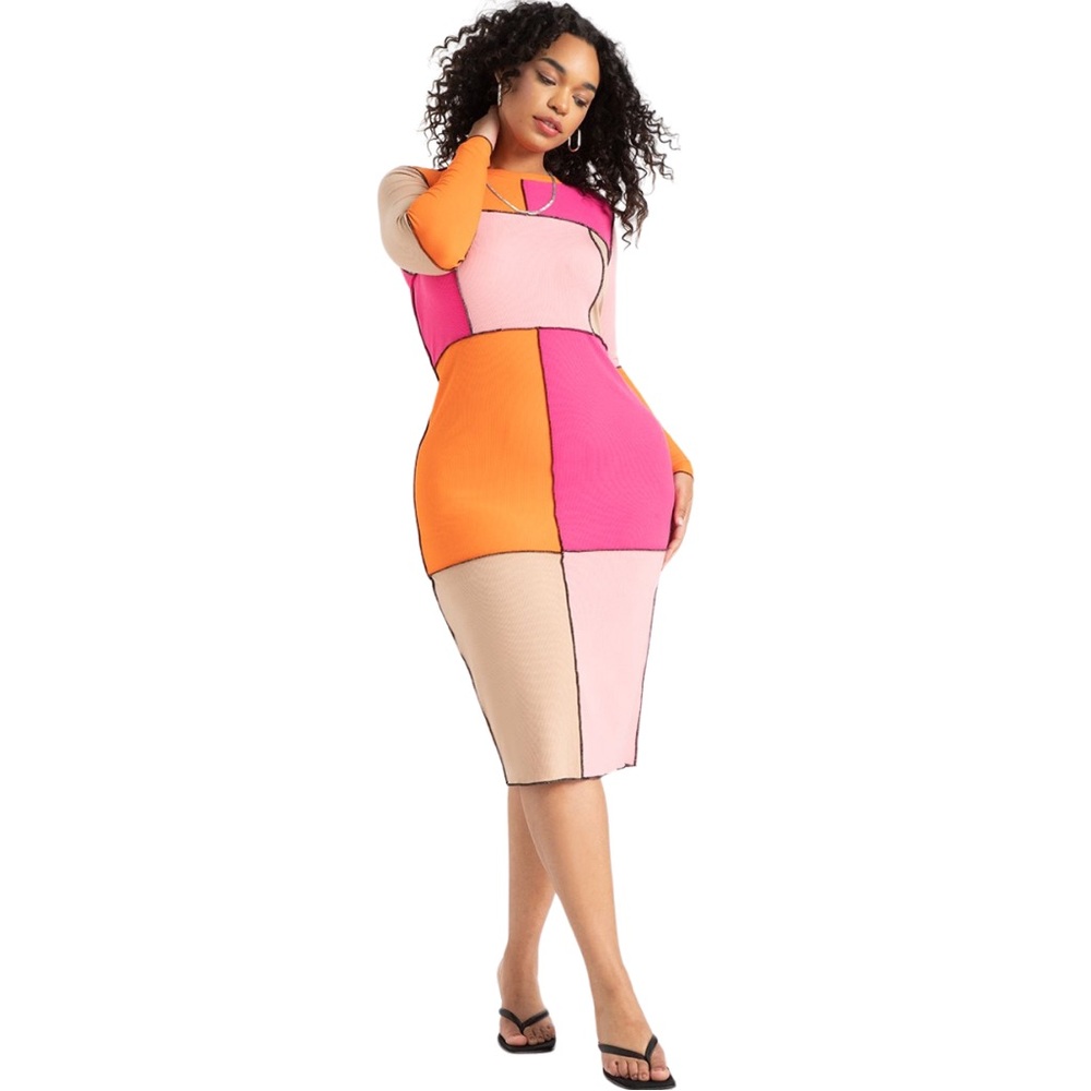 Eloquii Patchwork Midi Dress